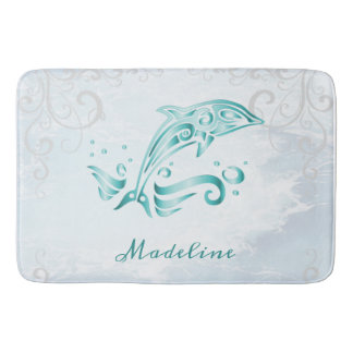 Tapis de bain turquoise Dolphin personnalisé