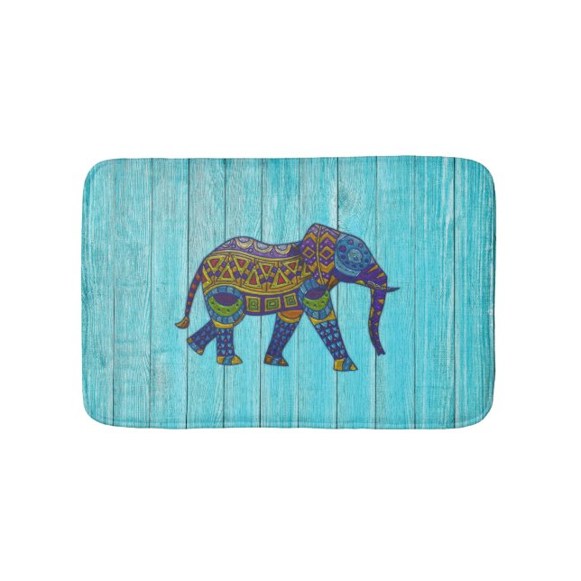 Tapis de bain turquoise en mosaïque de Bohême (Devant)