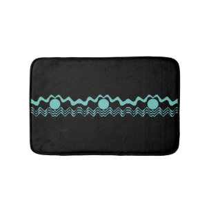 Tapis De Bain Turquoise et noir géométrique tribal tendance 