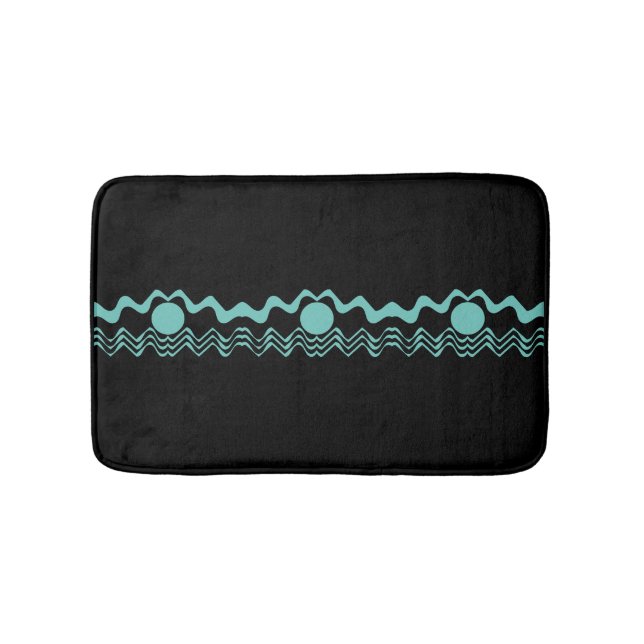 Tapis De Bain Turquoise et noir géométrique tribal tendance  (Devant)