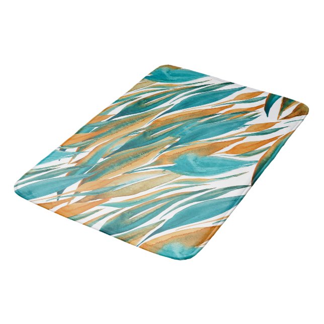 Tapis De Bain Turquoise Et Rust Fall Art (Angle)