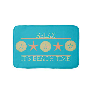 Tapis De Bain Turquoise jaune-orange de plage du dollar de sable