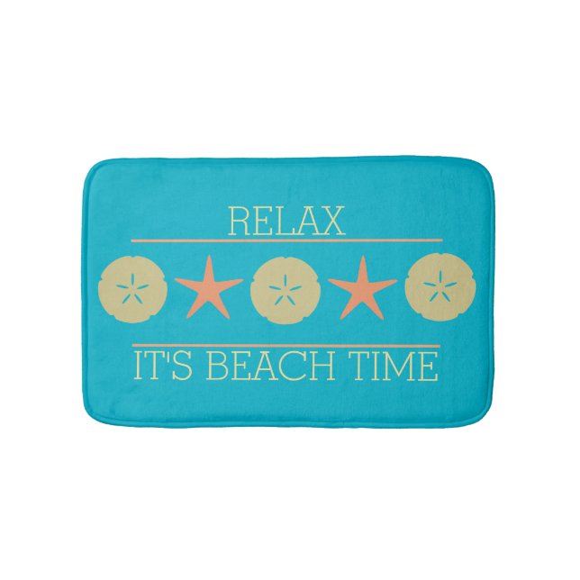 Tapis De Bain Turquoise jaune-orange de plage du dollar de sable (Devant)