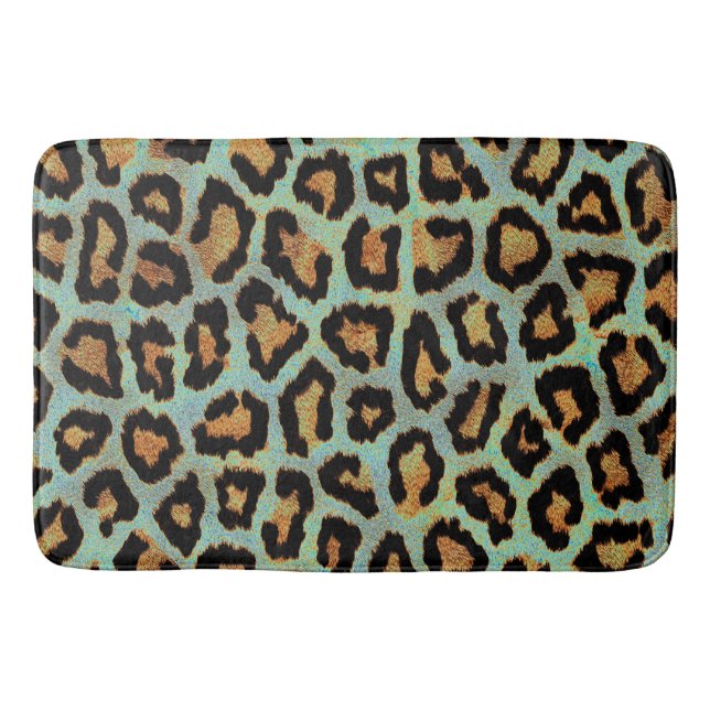 Tapis De Bain Turquoise léopard chic poster de animal mat (Devant)