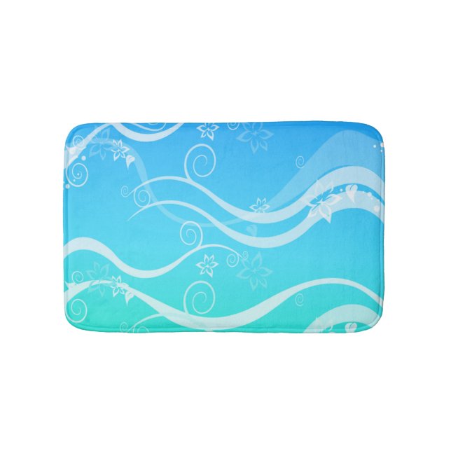 Tapis De Bain Turquoise Mer Blanche Fissures Petit Mat Bain (Devant)