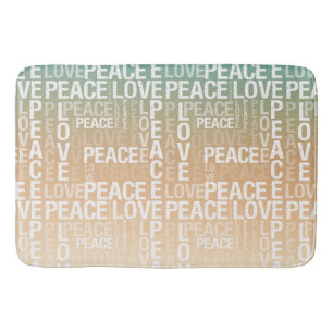 Tapis De Bain Turquoise Peach Gold White Peace Love