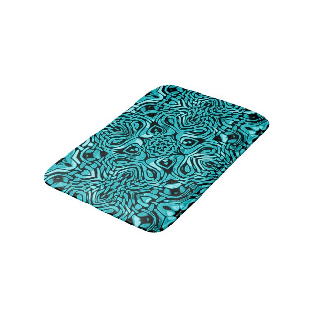 Tapis De Bain Turquoise Turquoise Blue Tribal Art tendance (Angle)