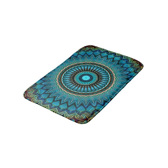 Tapis De Bain Turquoise Turquoise Vert Mandala Round Star Motif (Angle)