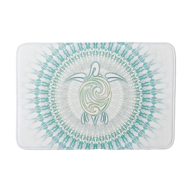 Tapis De Bain Turquoise verte Mandala Maritime (Devant)