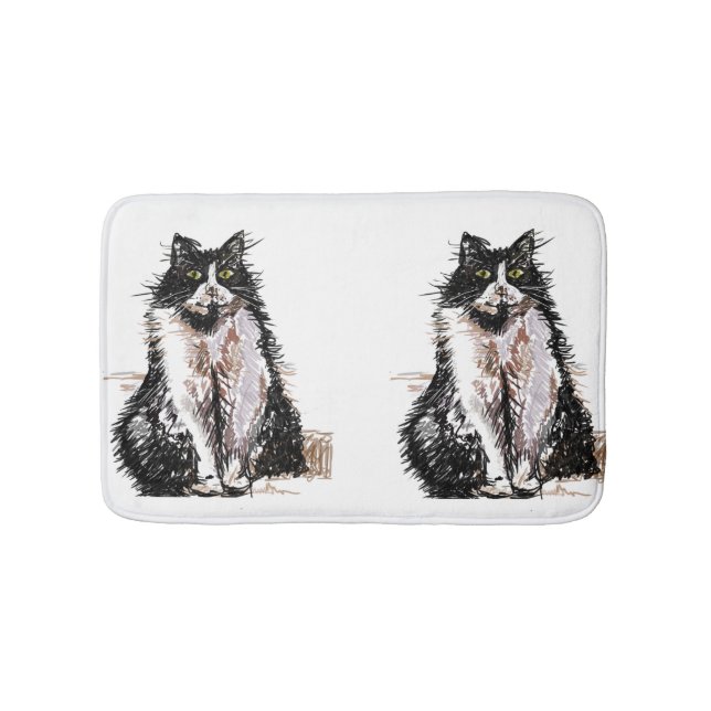 Tapis De Bain Tuxedo Chat Noir et Blanc Chats animaux de compagn (Devant)