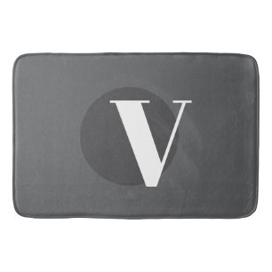 Tapis De Bain Type blanc personnalisé gris initial