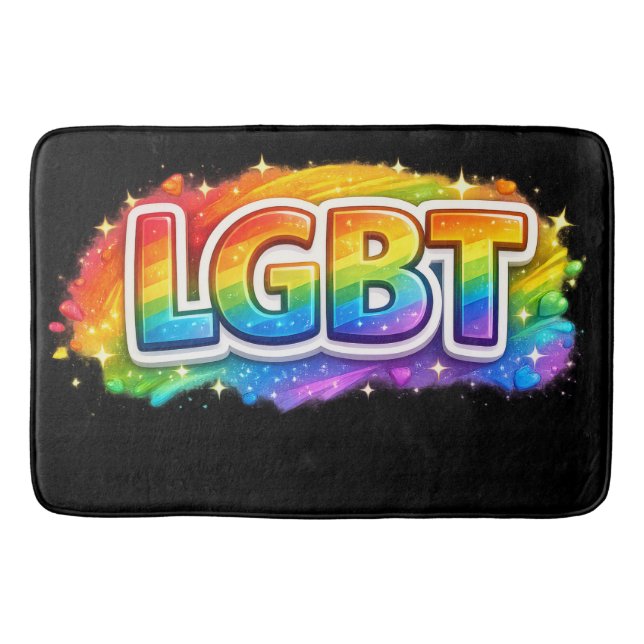 Tapis De Bain Typographie arc-en-ciel LGBT (Devant)