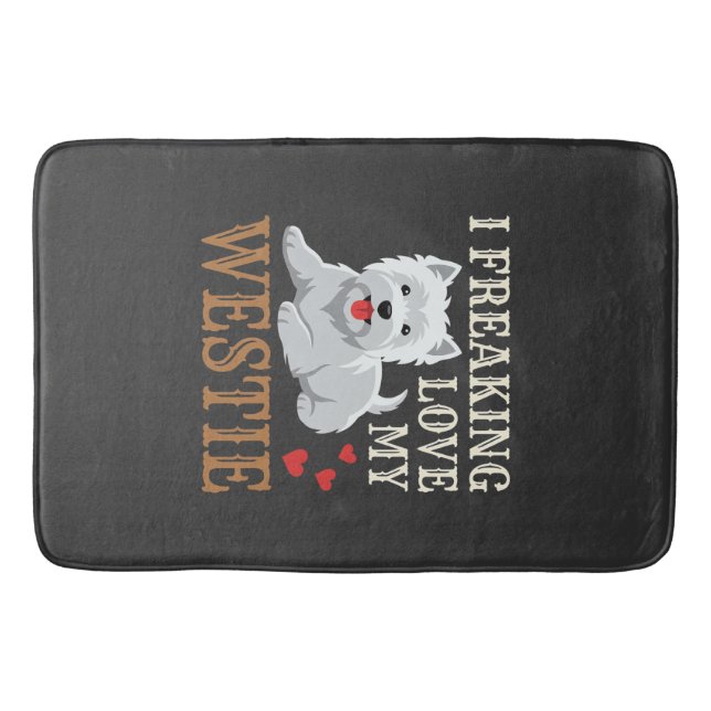 Tapis De Bain Typographie de l'amour du chien Westie (Devant)