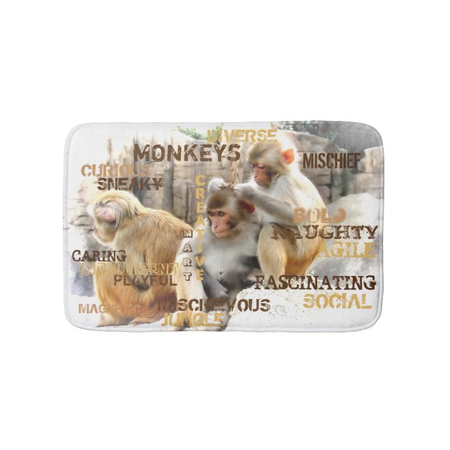 Tapis De Bain Typographie des singes mignons (Devant)