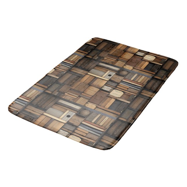 Tapis De Bain Typographie en bois et collage d'art7 (Angle)