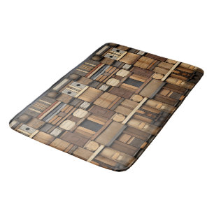 Tapis De Bain Typographie en bois et collage d'art 9