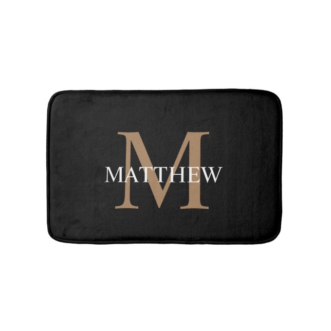 Tapis De Bain Typographie Gras Tendances & Monogramme de Nom (Devant)