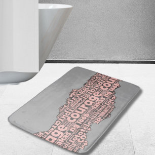 Tapis De Bain Typographie moderne du Courage Gris et Rose