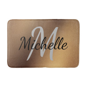Tapis De Bain Typographie moderne marron gras & monogramme de no