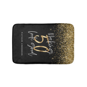 Tapis De Bain Typographie moderne or parties scintillant chic 50