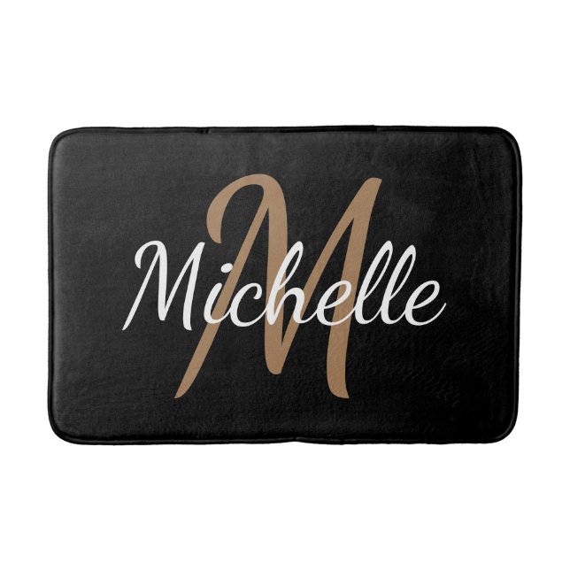 Tapis De Bain Typographie moderne simple en gras et monogramme d (Devant)