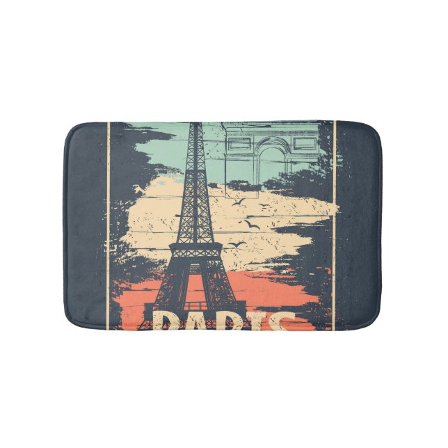 Tapis De Bain Typographie parisienne : affiche Eiffel abstraite. (Devant)