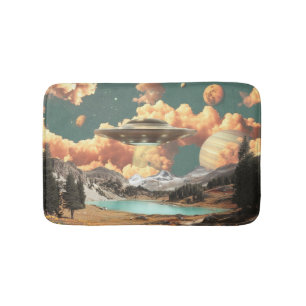 Tapis De Bain UFO Surréaliste au-Dessus d'un Lac de Montagne ave
