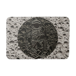Tapis De Bain Un astronaute sur l'espace lune Noir & Grey