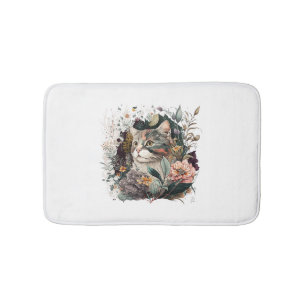 Tapis De Bain Un beau chat AVEC bouquet de roses pour l'amour du