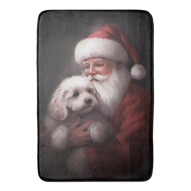 Tapis De Bain Un caniche au Père Noël Festif (devant Vertical)