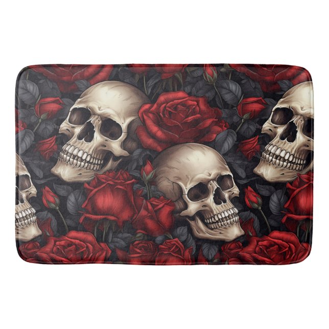 Tapis De Bain Un crâne et une série Rose 10 (Devant)
