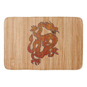 Tapis De Bain Un dragon oriental dans le bambou