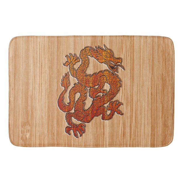 Tapis De Bain Un dragon oriental dans le bambou (Devant)
