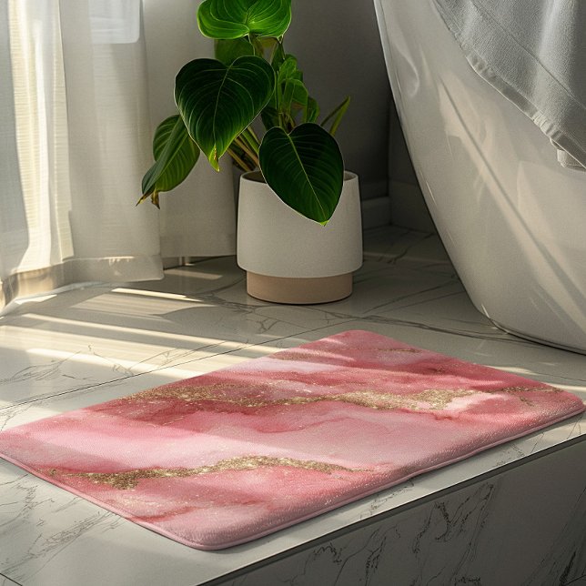 Tapis De Bain Un fond en marbre rose luxueux (Créateur téléchargé)