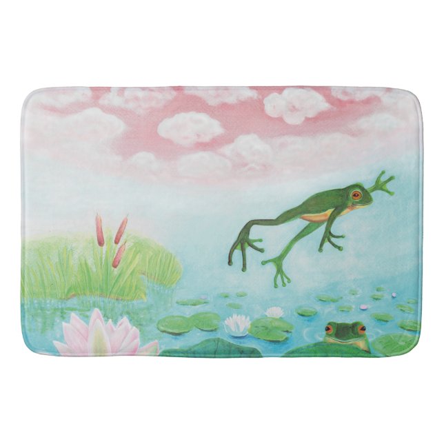 Tapis De Bain Une Grenouille S'Enfonce Dans L'Étang Illustration (Devant)