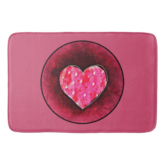 Tapis De Bain Une mignonne main tiré coeur rose sur une texture  (Devant)