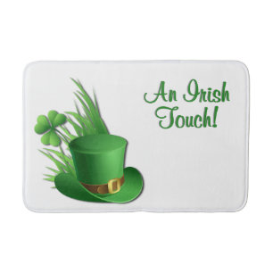 Tapis De Bain Une touche irlandaise Chapeau de lutin en trèfle d