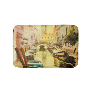 Tapis De Bain Une vue du canal avec des bateaux et des bâtiment