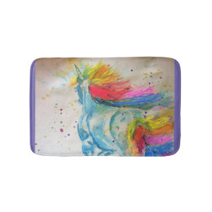 Tapis De Bain Unicorne arc-en-ciel unicorne Watercolor Bath Mat