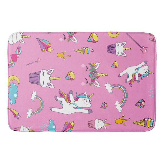 Tapis De Bain Unicorne Fan Club motif rose (Devant)