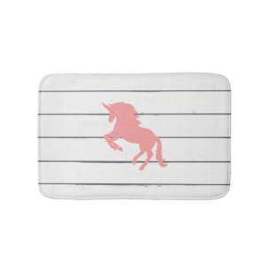 Tapis De Bain Unicorne rose Shiplap Bois rustique Mat