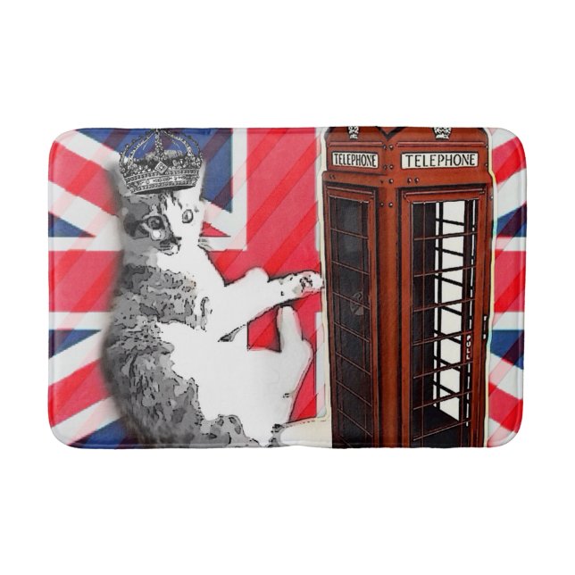 Tapis De Bain union jack flag cabine téléphonique couronne kitty (Devant)