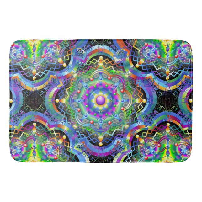 Tapis De Bain Univers Mandala Couleurs Psychédéliques (Devant)