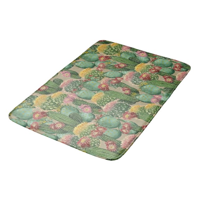 Tapis De Bain Usines de floraison assorties de cactus (Angle)