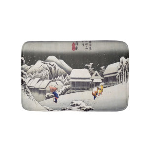 Tapis De Bain Utagawa Hiroshige - Neige du soir à Kanbara