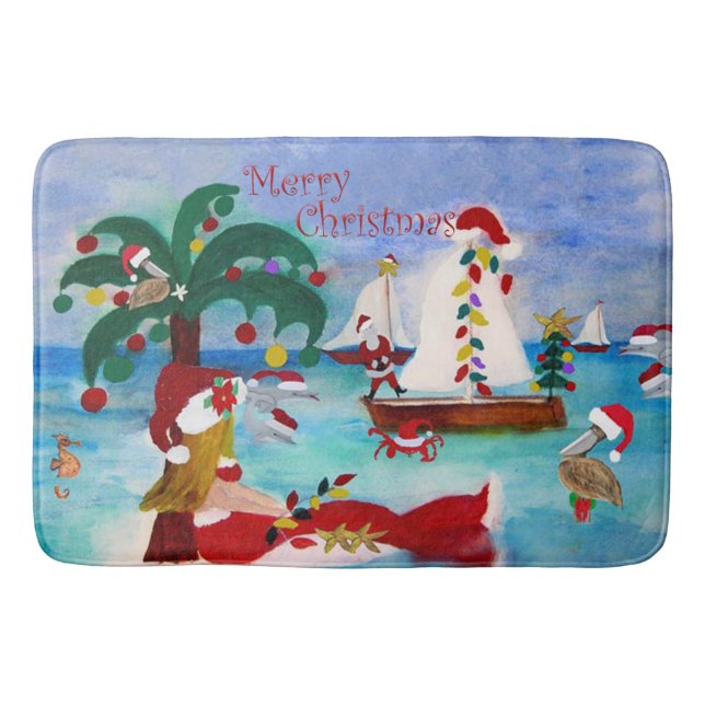 Tapis De Bain Vacances de Noël côtières  (Devant)