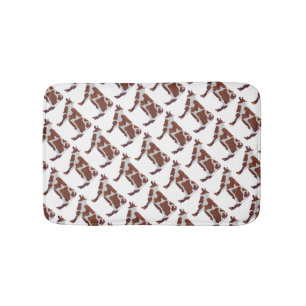 Tapis De Bain Vache Brown et blanche Silhouette