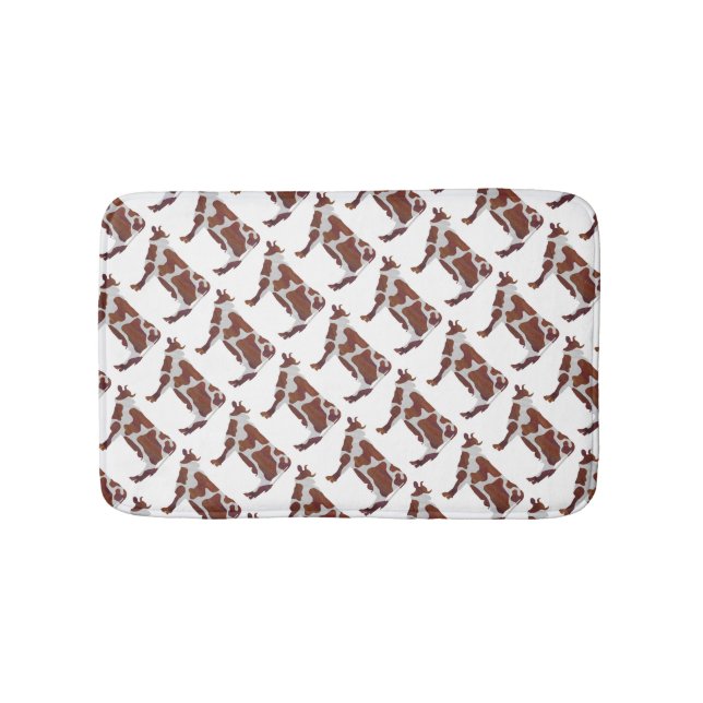 Tapis De Bain Vache Brown et blanche Silhouette (Devant)