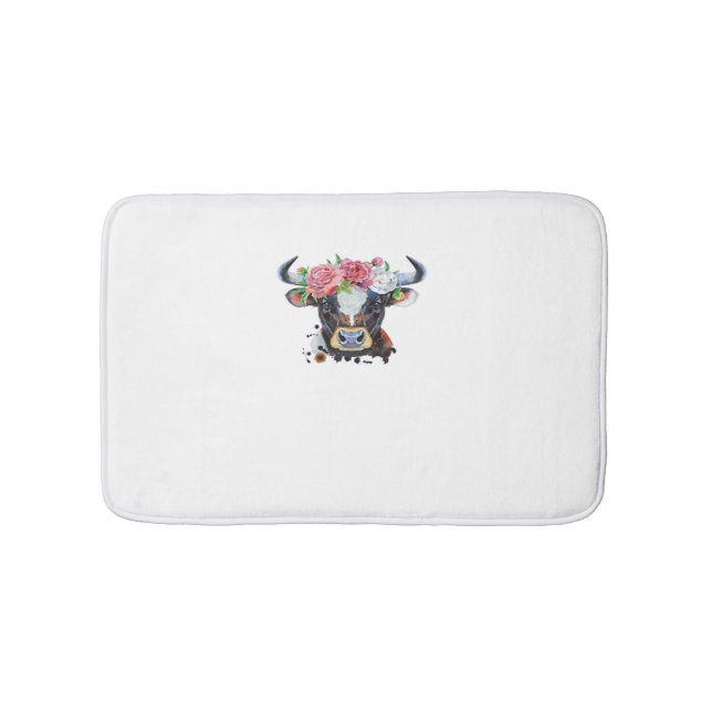 Tapis De Bain Vache couronnée de fleurs T-shirt classique (Devant)