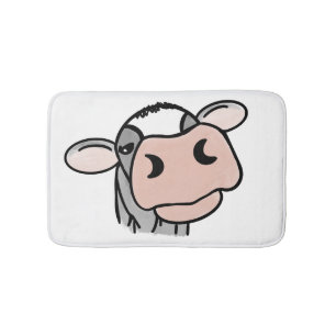 Tapis De Bain vache de dessin animé noir blanc rose baiser gris